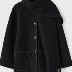 Scarf-Neckline Felt Woolen Coat