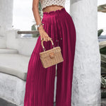 High Waist Casual Pants Drape Pleated Wide Leg Trousers