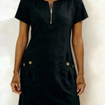 Susan | Cotton Linen Dress with Half-Zip
