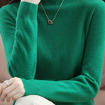Office Long Sleeves Solid Color High-Neck Sweater Tops Pullovers