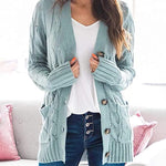 Plain Twist Button Cardigan Sweater