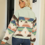 Nadorine Aztec Lapel Long Sleeve Retro Western Denim Jacket