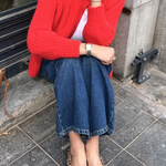 Solid Color Cardigan Long Sleeve Knitted Sweater Jacket