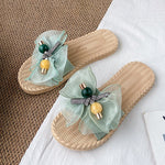 Bowknot Gauze Open Toe Split-Joint Slippers