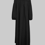 Loose Puff Sleeves Elasticity Pleated Solid Color Off-The-Shoulder Maxi Dresses