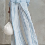 Light Blue Chiffon Striped Pants