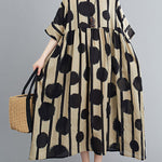 Original Polka-Dot Split-Joint Round-Neck Midi Dress