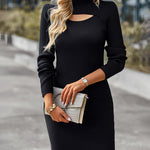 Turtleneck Long Sleeve Knit Mini Sweater Dress
