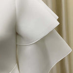 Original Loose Half Sleeves Falbala Solid Color Round-Neck Midi Dresses