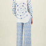 Stylized Dragon Satin Unique Print Long Sleeve Loose Shirt and Elastic Waist Pants Set