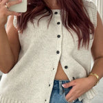 Casual Street Solid Color Buckle O Neck Tops