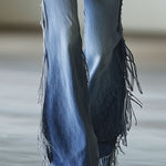 Vintage Blue Flared Fringe Jeans