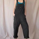 Nadorine Women's Button Strap Long Casual Romper Jumpsuit Pocket Playsuit