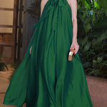 Loose Sleeveless Pockets Solid Color Tied Halter-Neck Jumpsuits