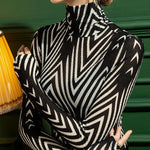 Long Sleeves Skinny Striped High-Neck T-Shirts Tops