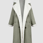 Faux Suede Drop Shoulder Pocket Longline Shearling Coat