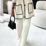 Marena Knit Drawstring Elastic Waist Wide Leg Pants