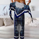 Stylish Printed Lace-Up Vest & Pants Two-Piece Set