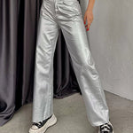 Retro Straight-leg Trousers Pants with Pockets