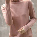 Solid Color Heaps Collar Long Sleeve Knitwear Tops