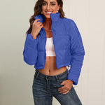 Short Puffer Jacket Stands Up Zipper Outerwear