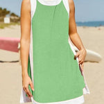 Women's Color Block Sleeveless Side Slit Tops and Matching Shorts Two Piece Set
