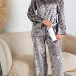 Velvet Home Service Long -sleeved Trousers Two -piece Suit