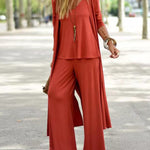 Nadorine Women's 3 Piece Lounge Set with Cardigan Sleeveless Cami Top and Wide Leg Pants Loose Pants Silk Soft Pajamas Set
