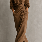 Luciana | Draped Maxi Dress with Kimono Sleeves and V-Neck