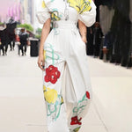 High Waisted Wide Leg Flower Print Pleated Pockets Pants Trousers