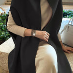Simple Sleeveless Solid Color Round-Neck Cape Outerwear