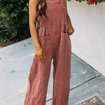 On Bali Time Cotton Blend Lightweight Wide Leg Jumpsuit