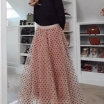 Polka dot high waist gauze skirt princess dress