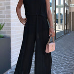 Pleated Suspender Jumpsuit