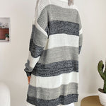 Striped Open-Front Longline Cardigan