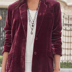 Gold velvet solid color fashion casual suit jacket