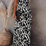 College Vacation Zebra Print Patchwork V Neck Sling Dress Dresses