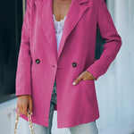 Nadorine Double Breasted Button Down Office Work Wear Solid Blazer Jacket