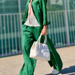 Two-Piece Casual Set Button-Up Shirt and High-Waisted Wide-Leg Pants
