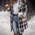 Nadorine Casual Plaid Long Sleeve Flannel Coat Button Down Fall Jacket Shacket
