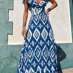 TUNISIA BLUE PRINTED, LONG DRESS