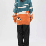 Vintage Cow Grassland Graphic Oversized Jumper Casual Loose Round Neck Unisex Sweater