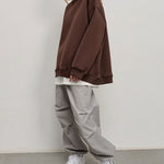 Solid Color Loose Sweatshirt Street Style Oversize Polar Fleece Pullover