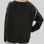 Loose Casual Knitted Patchwork Sweater Top