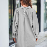 Nadorine Long Cuffed Sleeve Shirts Button Down V Neck Blouse Loose Fitting Tops