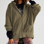 Nadorine Women's Cardigan Zipper Sweater Loungewear Outerwear Hoodie Long Jacket