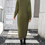 Sweater Maxi Dress Long Sleeve Button V Neck Knitted Dresses Oversized Loose Fashion Streetwear