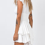Off Shoulder Ruffle Shorts Romper Swiss Dot Smocked Layered Chiffon Boho Mini Jumpsuits