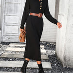 Sweater Maxi Dress Long Sleeve Button V Neck Knitted Dresses Oversized Loose Fashion Streetwear