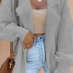 Women's Suit Collar Knitted Patchwork Woolen Jacket